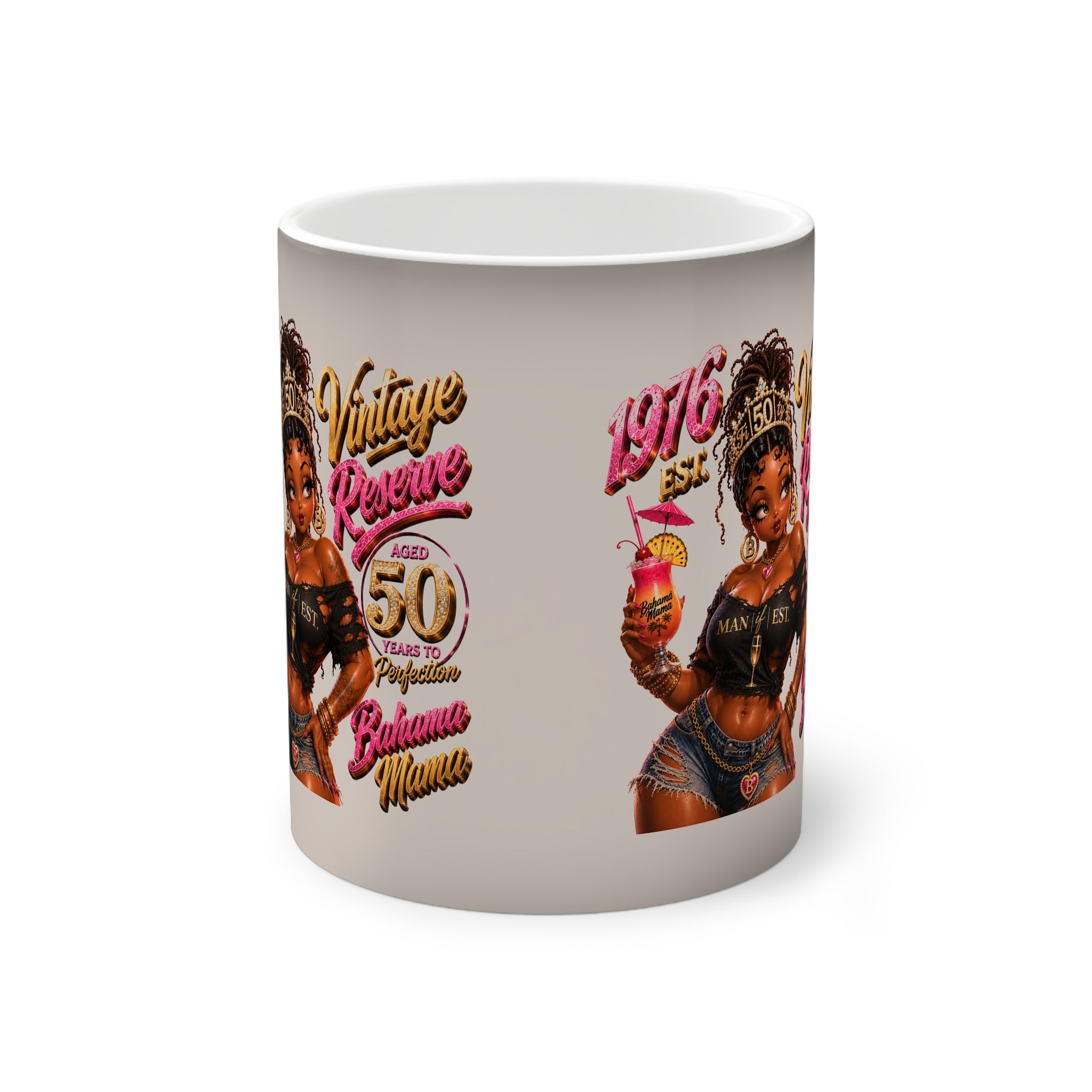 1976 Vintage Babe Color-Changing Mug – 50th Birthday Retro Pin-Up Coffee Cup