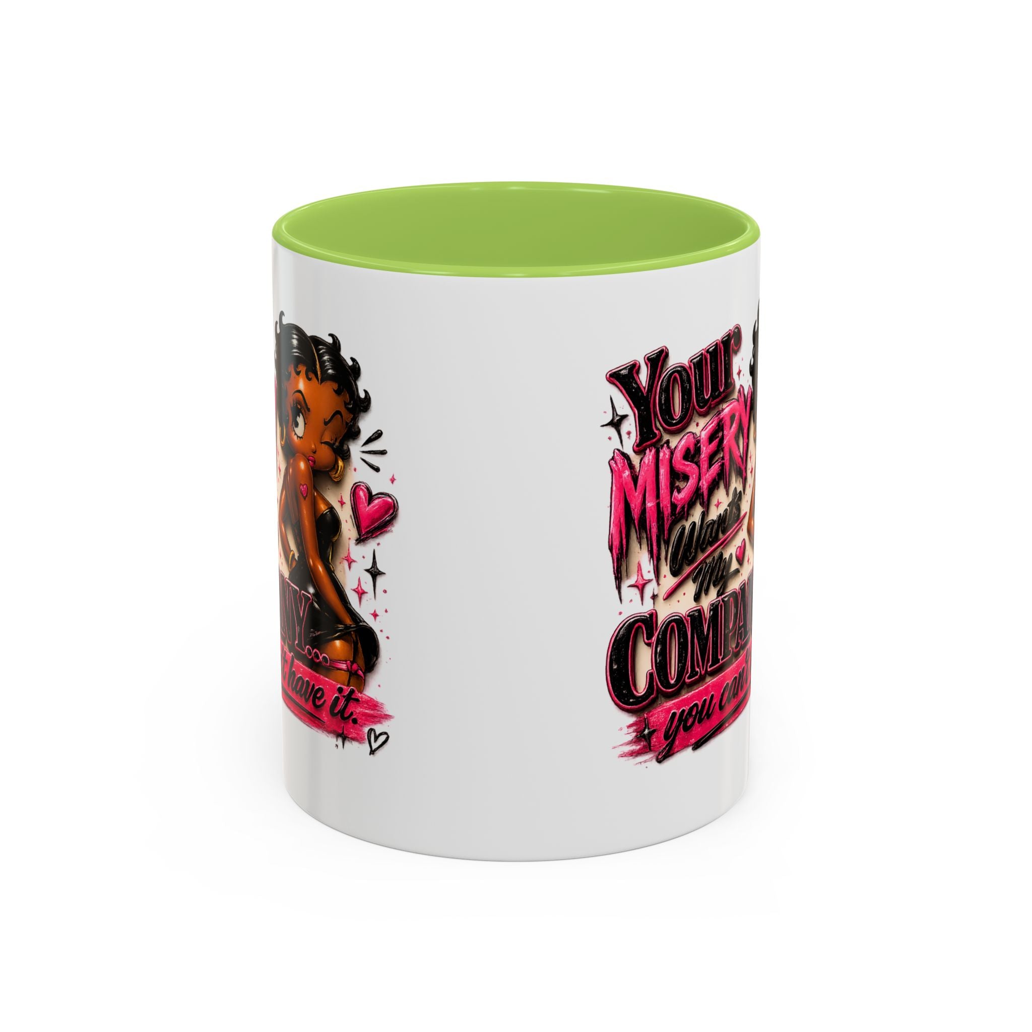 Accent Coffee Mug — "Your Misery Wants My Company" Retro Pin-Up Coffee Mug (11/15oz)