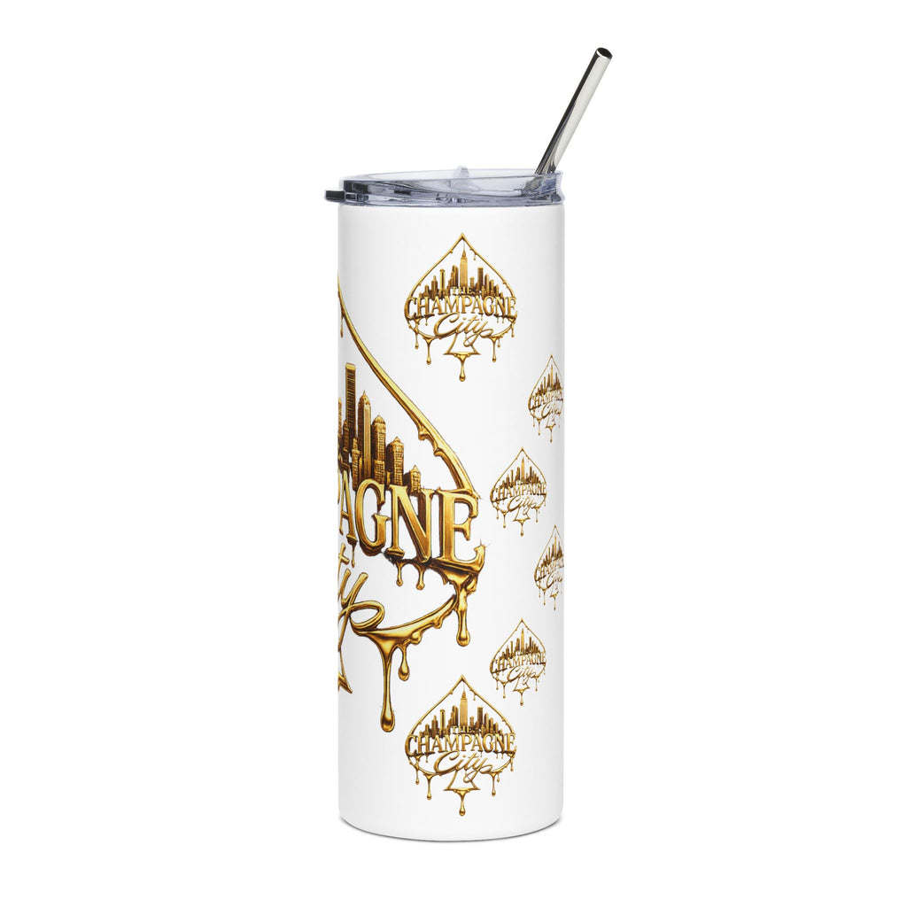 Champagne City 20oz Stainless Steel Tumbler — Gold Skyline Drip Design