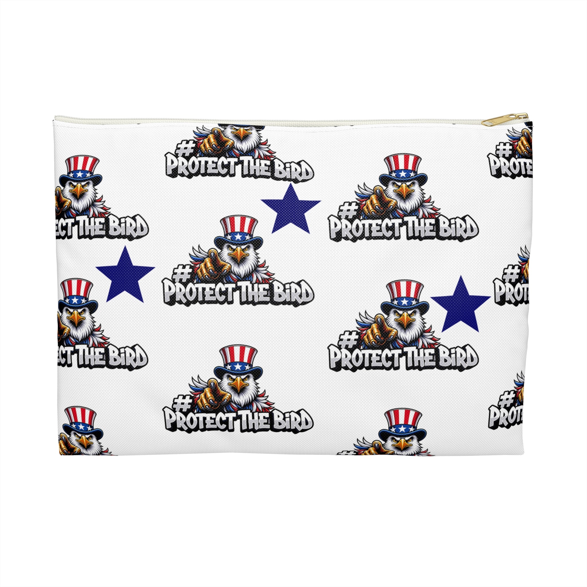 Protect the Bird Accessory Pouch — Patriotic Eagle Zip Pouch for Travel & Everyday