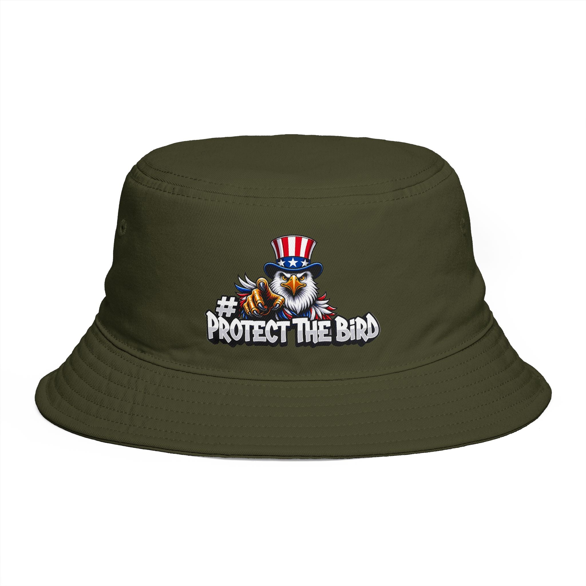 Protect The Bird Patriotic Eagle Bucket Hat — American Flag Uncle Sam Design