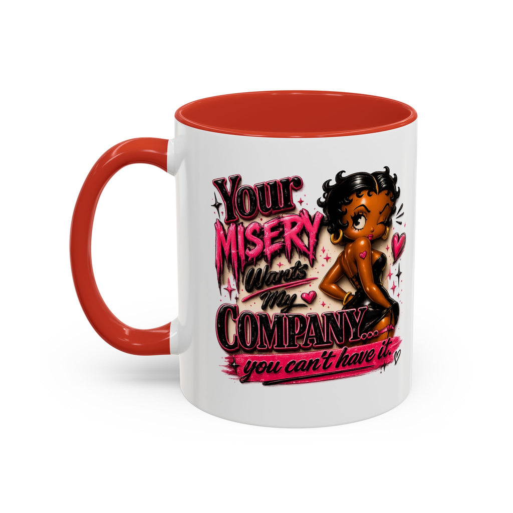 Accent Coffee Mug — "Your Misery Wants My Company" Retro Pin-Up Coffee Mug (11/15oz)