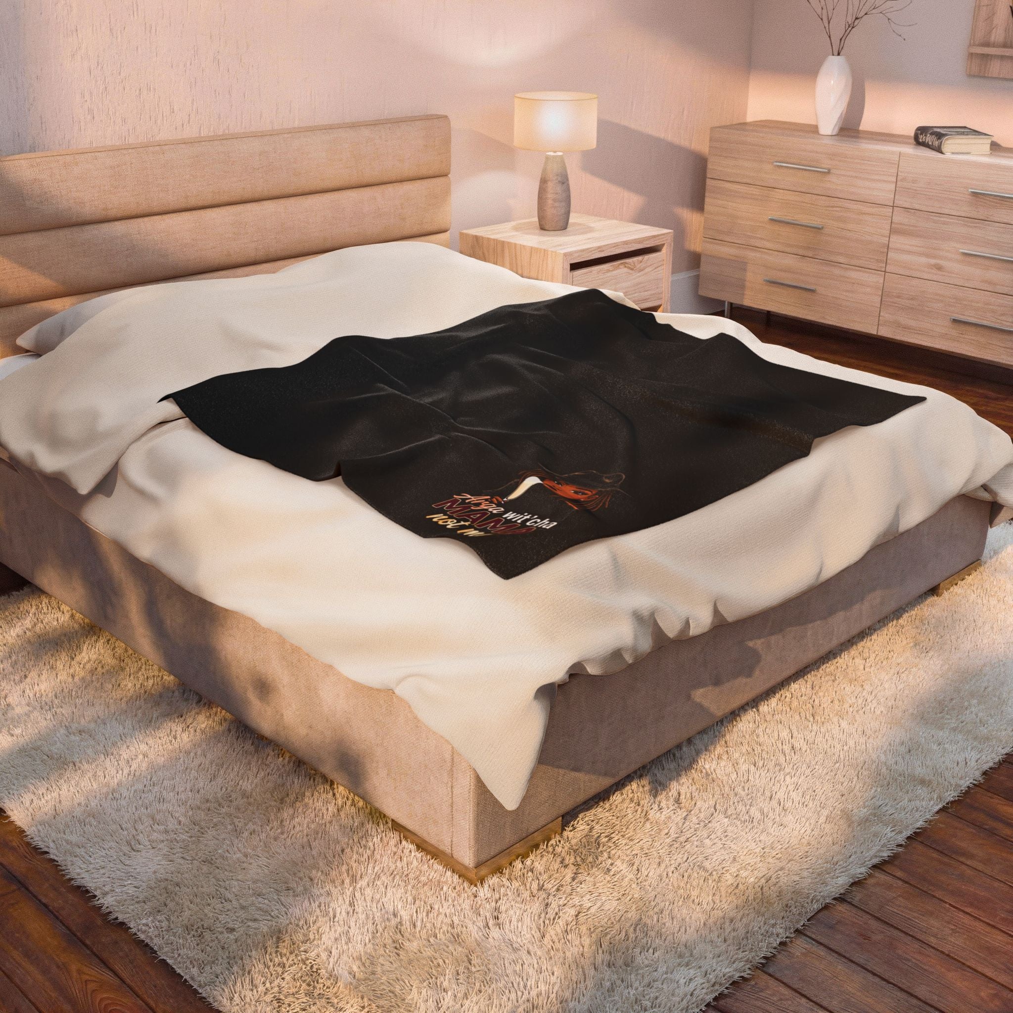 Plush Blanket — "Arga Wit'cha MAMA Not Me!" Cozy Velveteen Throw for Moms