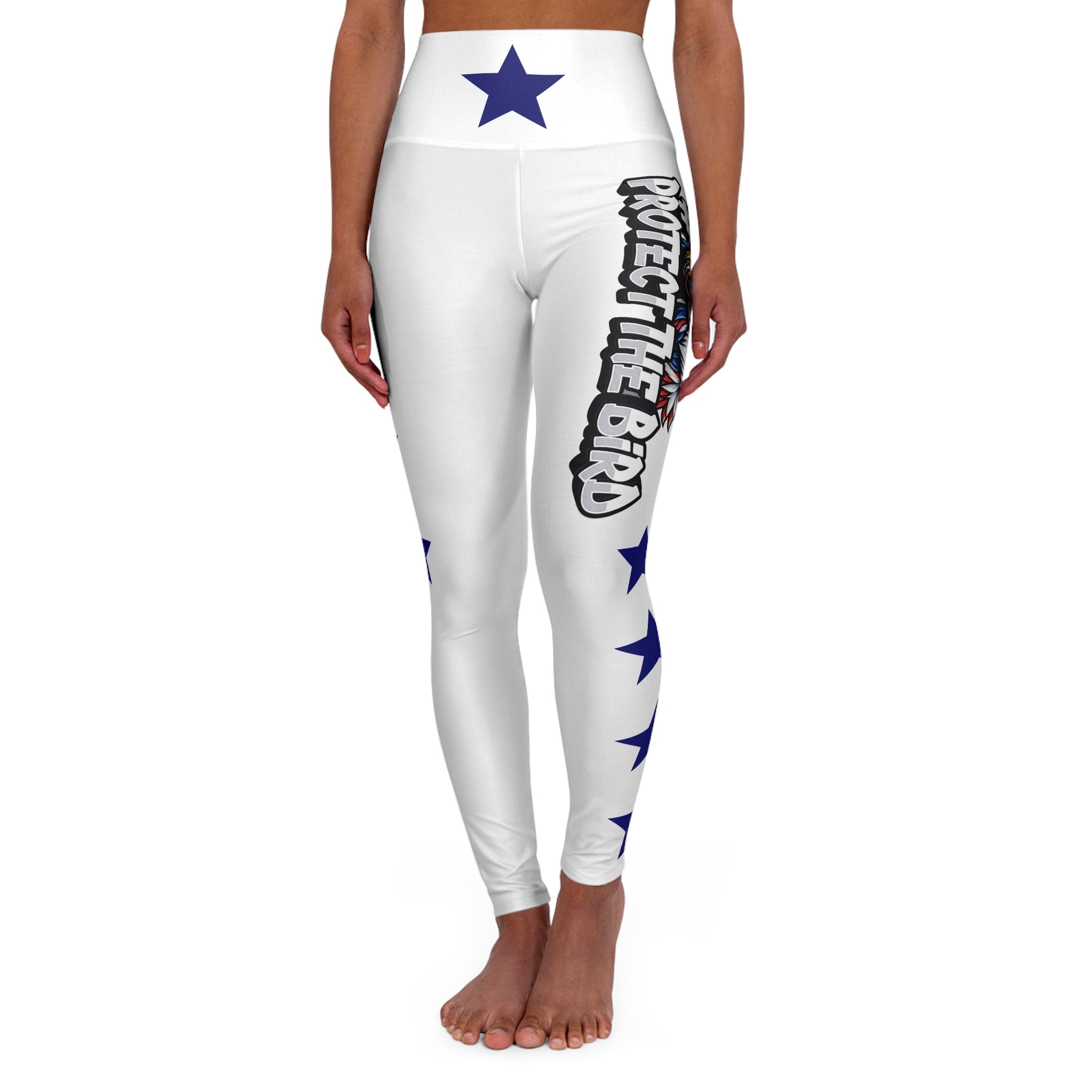 Protect The Bird High-Waisted Yoga Leggings — Patriotic Eagle & Stars Activewear