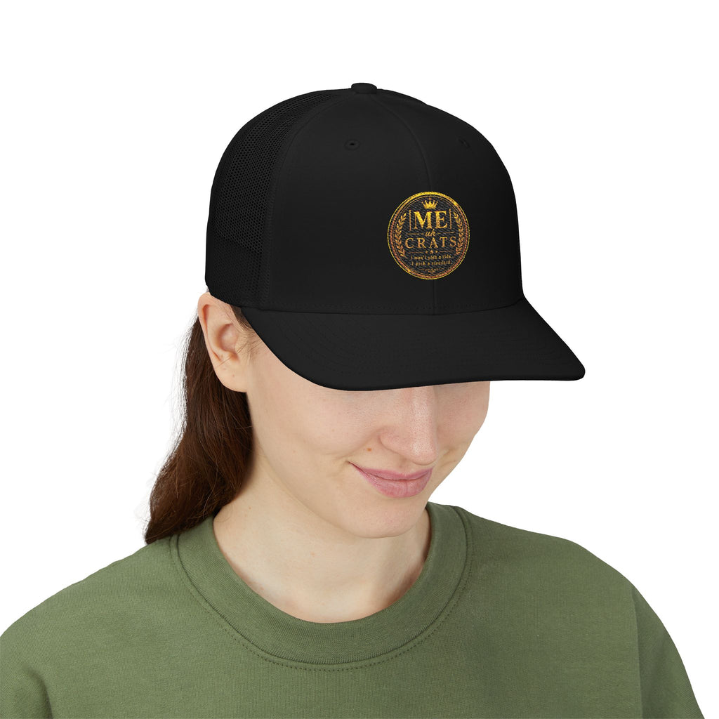 Me -uh- CRATS Signature Embroidered Retro Coin Logo Trucker Cap