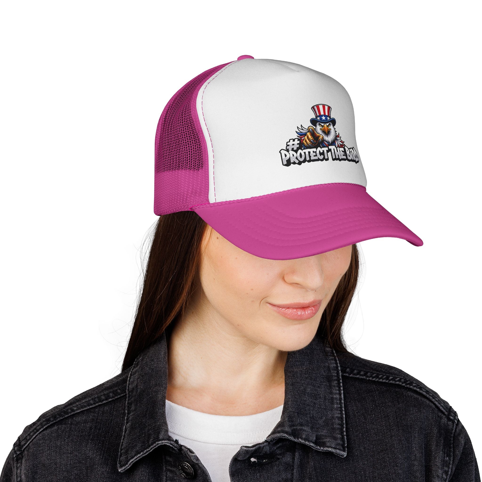 Trucker Cap — "Protect The Bird" Patriotic Eagle Mesh Hat