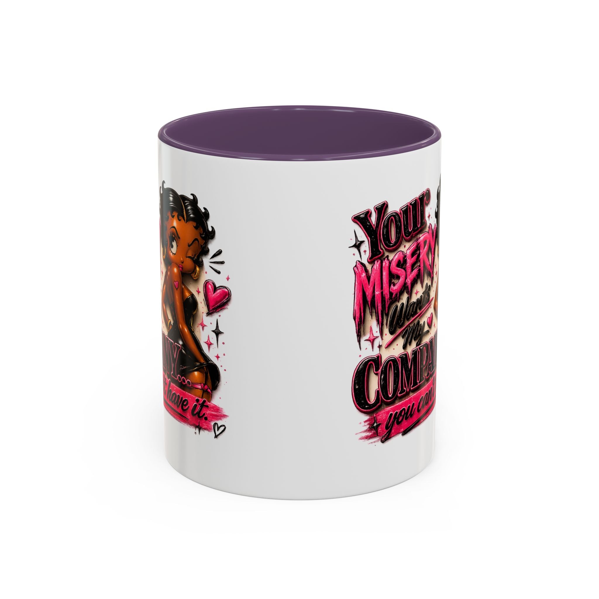 Accent Coffee Mug — "Your Misery Wants My Company" Retro Pin-Up Coffee Mug (11/15oz)