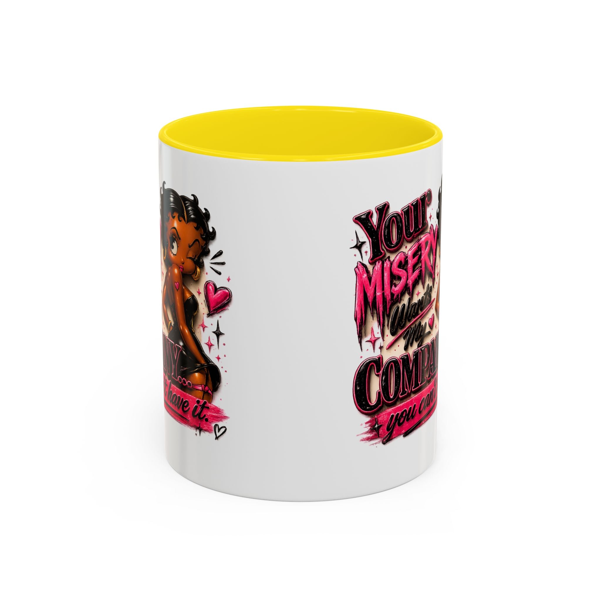Accent Coffee Mug — "Your Misery Wants My Company" Retro Pin-Up Coffee Mug (11/15oz)