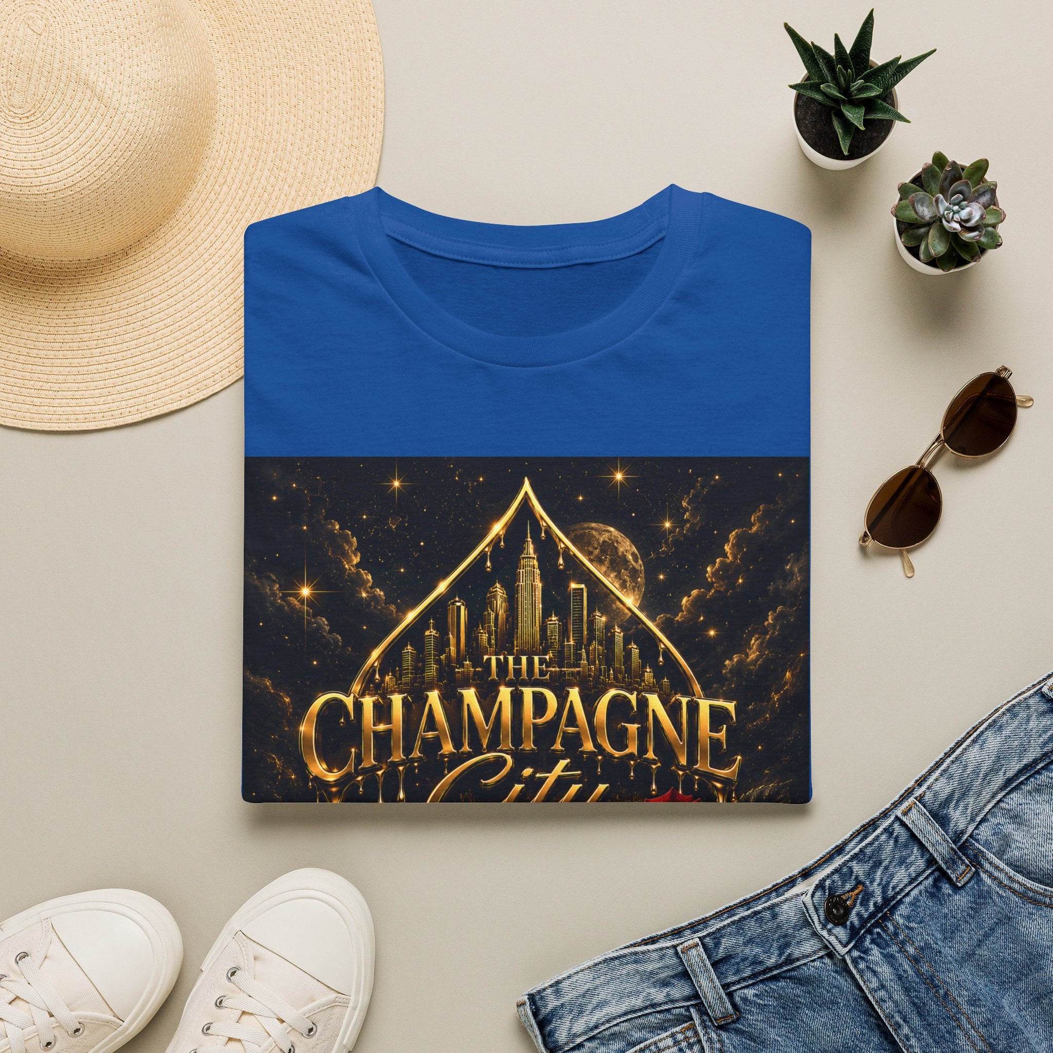 The Champagne City T-Shirt — Golden Skyline Graphic Tee