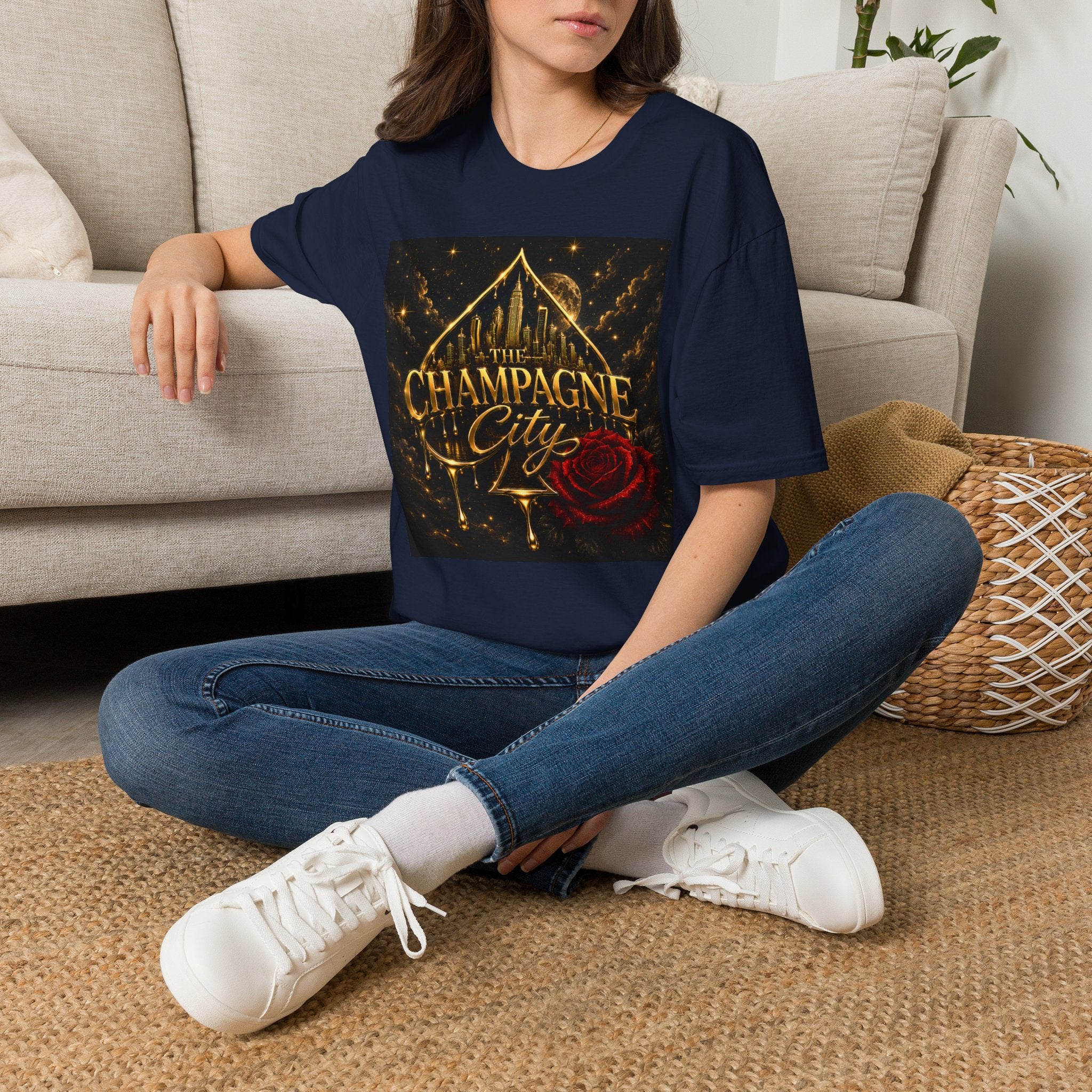 The Champagne City T-Shirt — Golden Skyline Graphic Tee