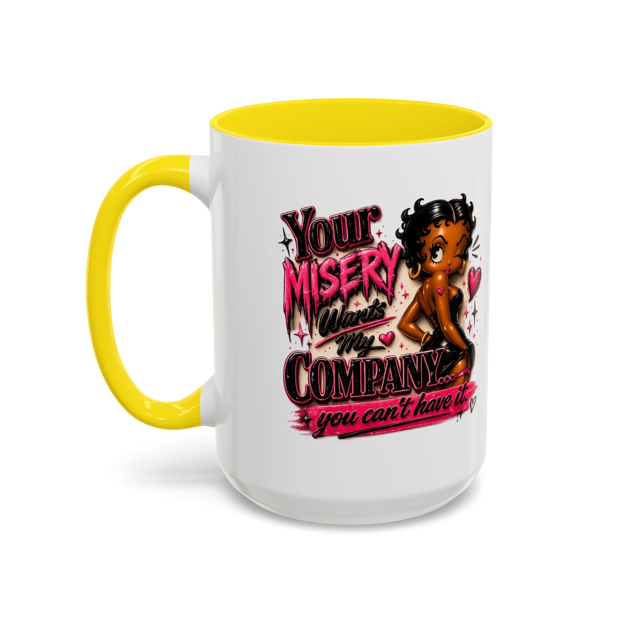 Accent Coffee Mug — "Your Misery Wants My Company" Retro Pin-Up Coffee Mug (11/15oz)