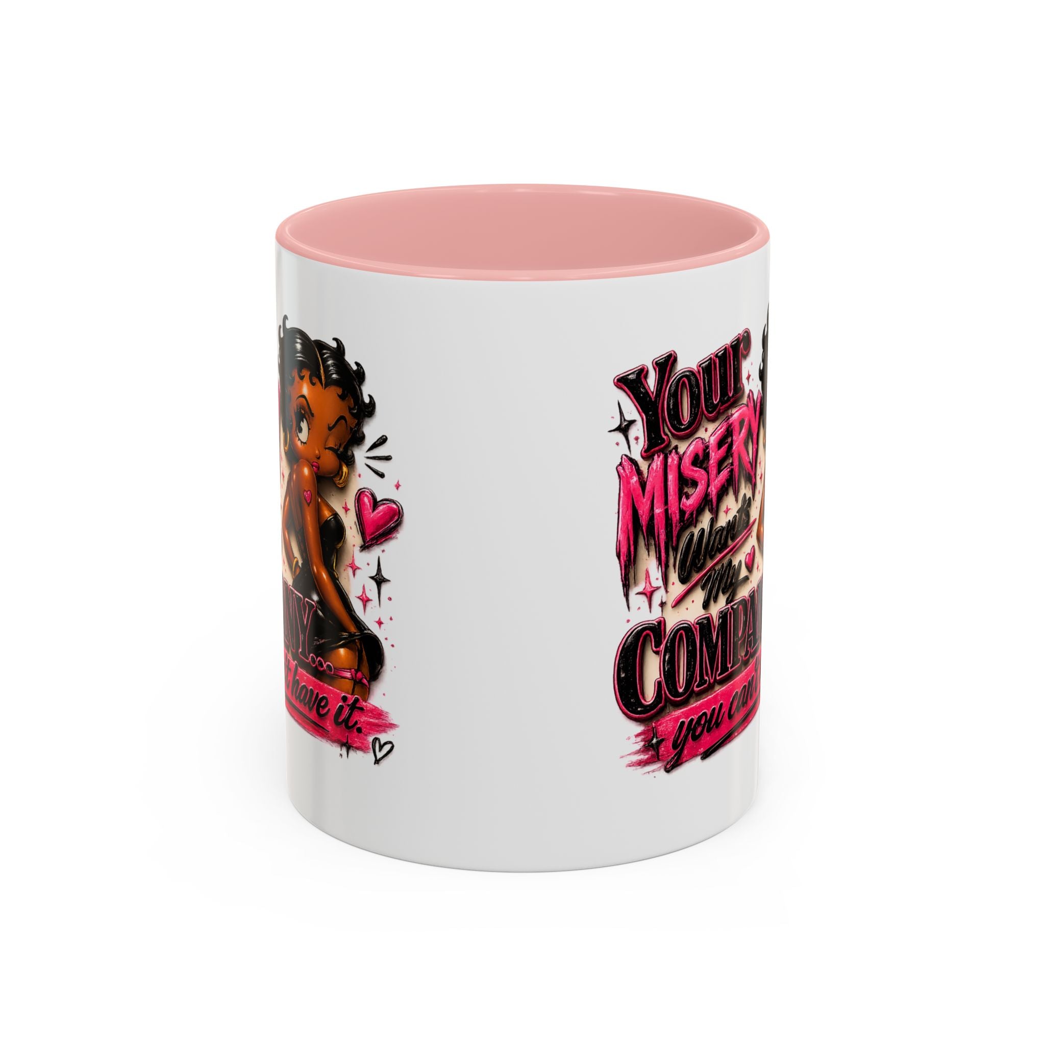 Accent Coffee Mug — "Your Misery Wants My Company" Retro Pin-Up Coffee Mug (11/15oz)
