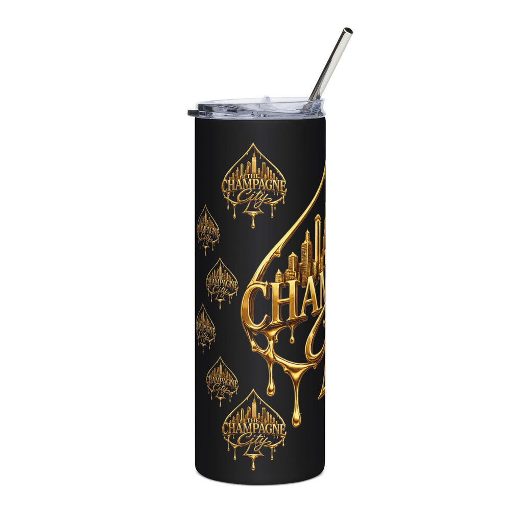 Champagne City 20oz Stainless Steel Tumbler — Gold Skyline Drip Design