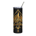 Champagne City 20oz Stainless Steel Tumbler — Gold Skyline Drip Design