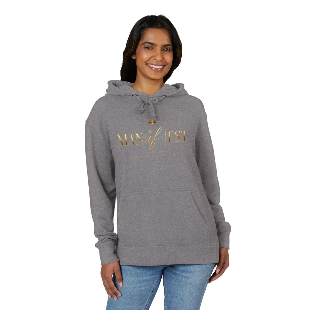 Manifest Hoodie — 'MANIFEST' Motivational Pullover with Gold Script