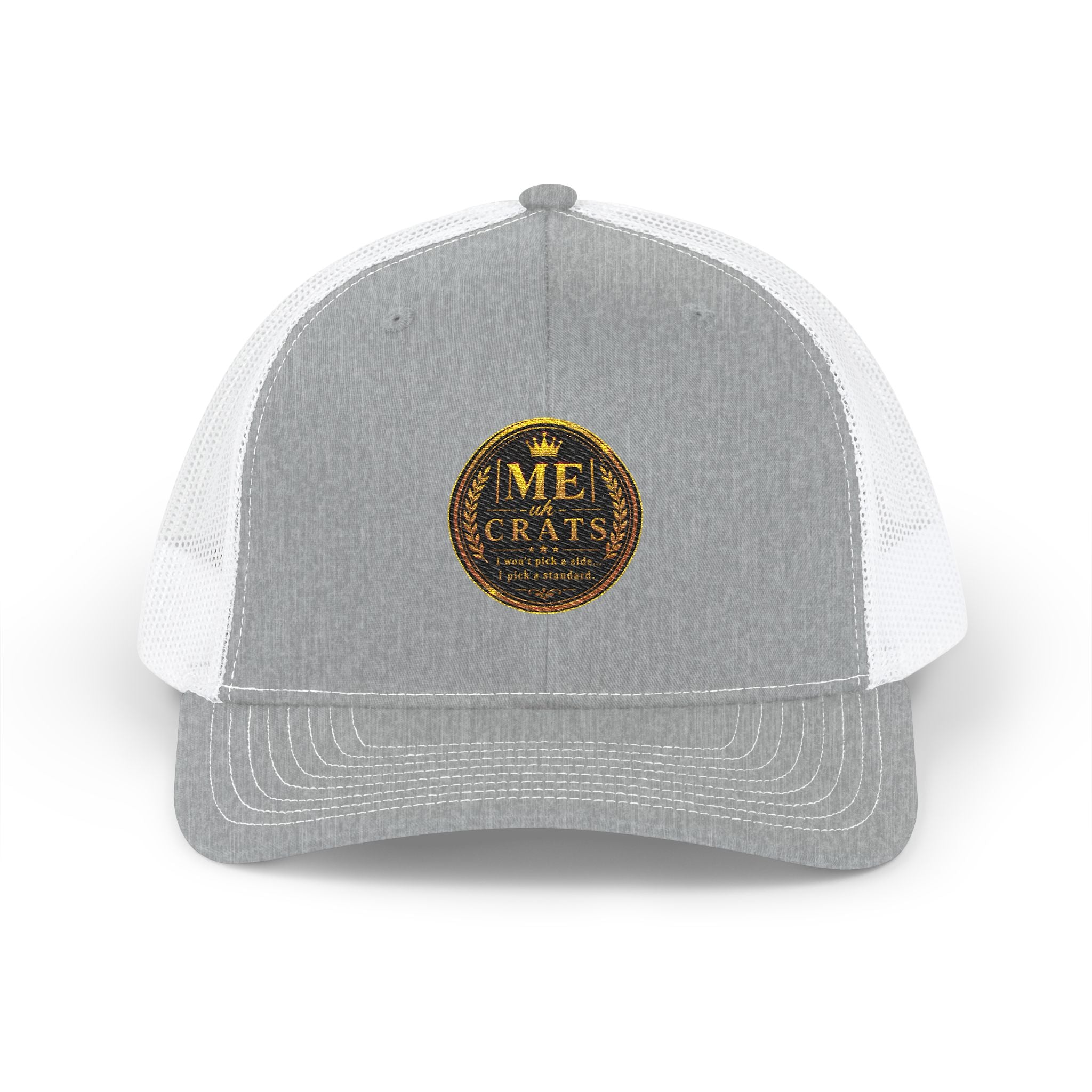 Me -uh- CRATS Signature Embroidered Retro Coin Logo Trucker Cap