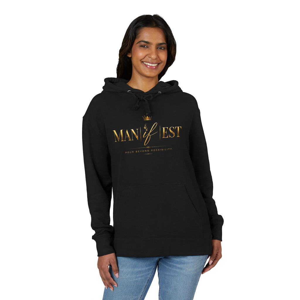 Manifest Hoodie — 'MANIFEST' Motivational Pullover with Gold Script