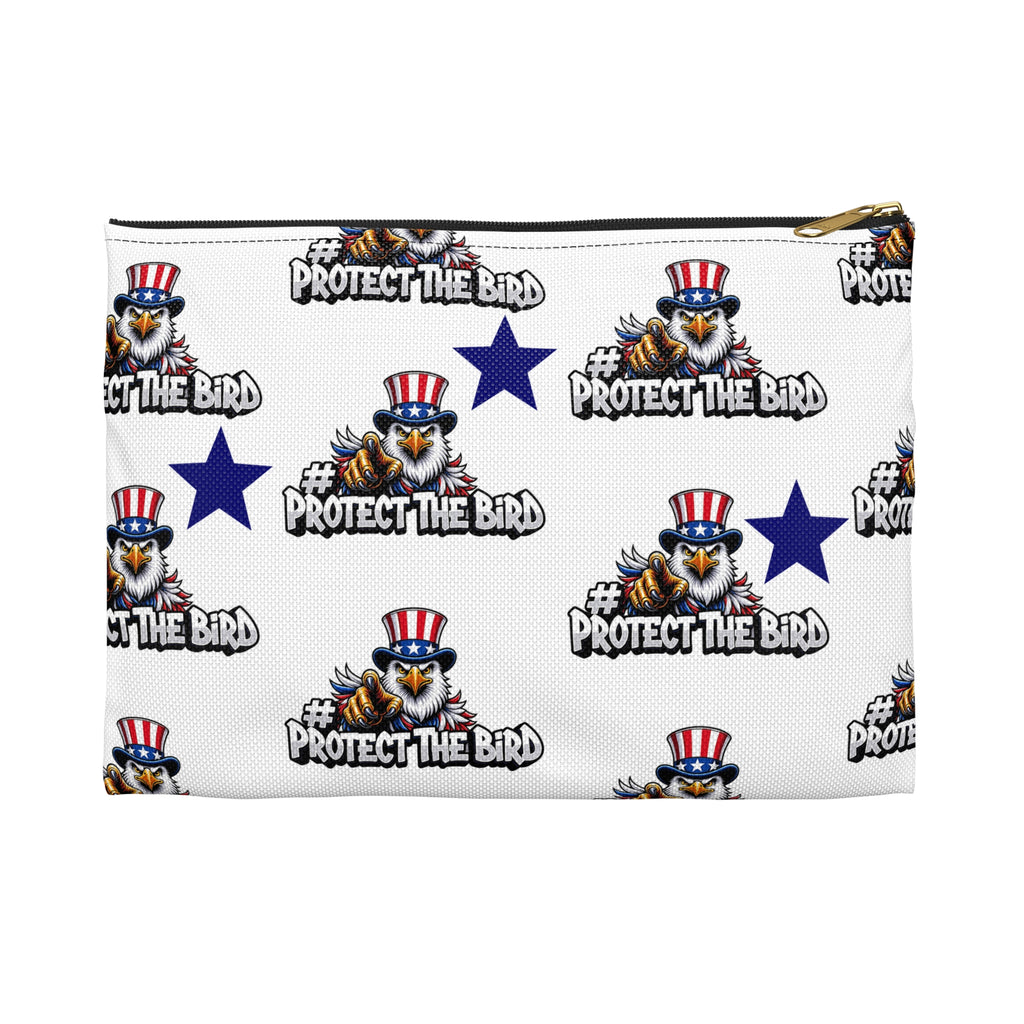 Protect the Bird Accessory Pouch — Patriotic Eagle Zip Pouch for Travel & Everyday