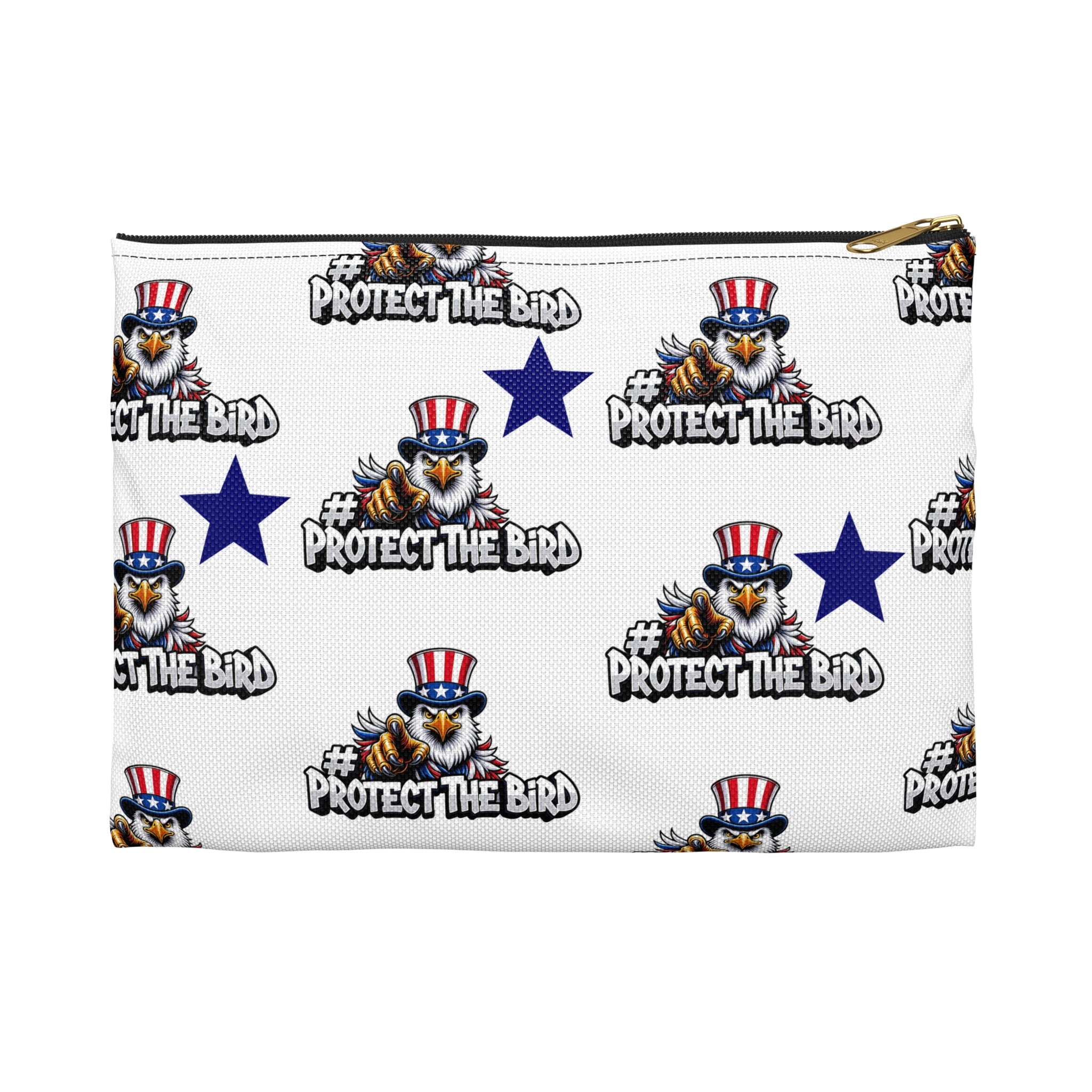 Protect the Bird Accessory Pouch — Patriotic Eagle Zip Pouch for Travel & Everyday