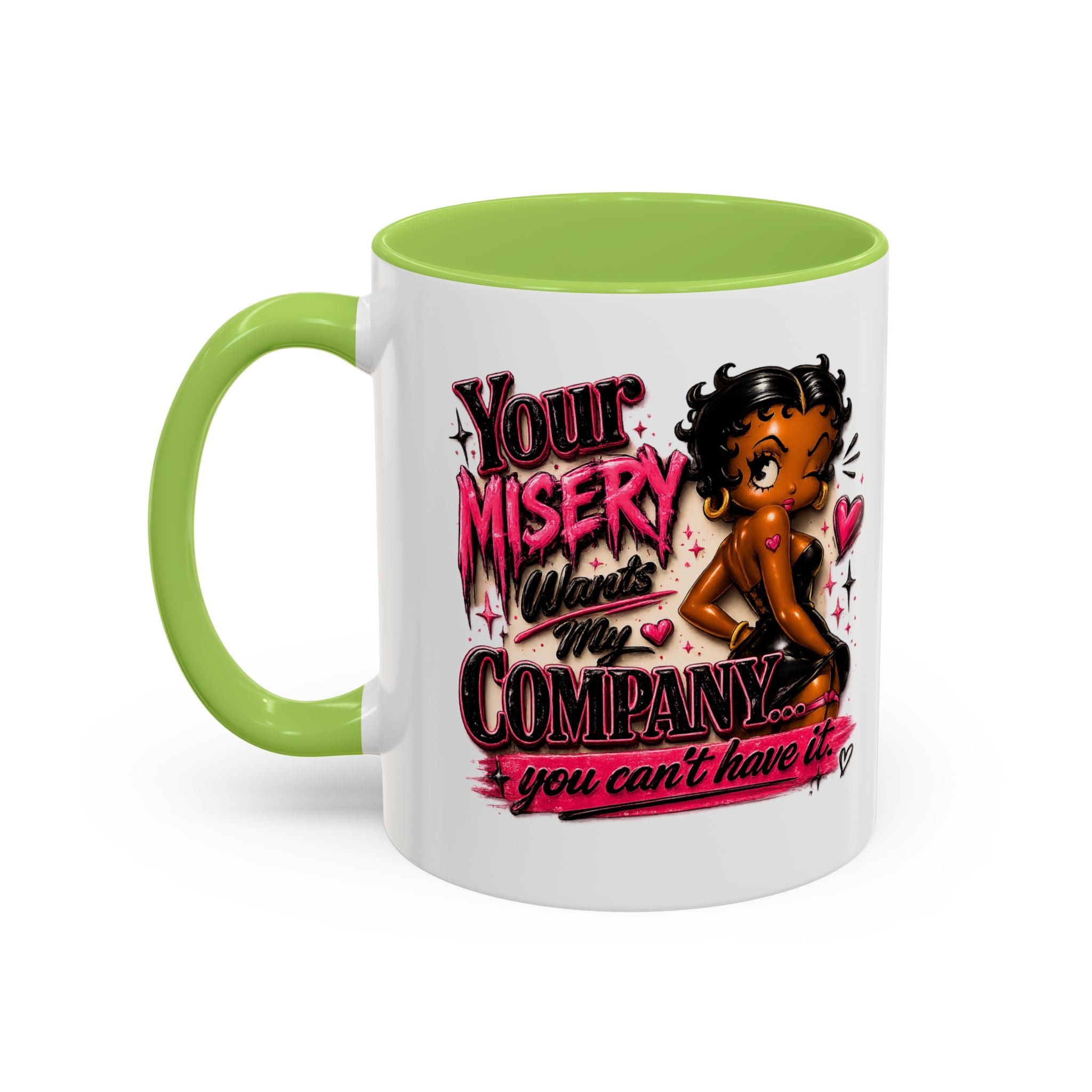 Accent Coffee Mug — "Your Misery Wants My Company" Retro Pin-Up Coffee Mug (11/15oz)