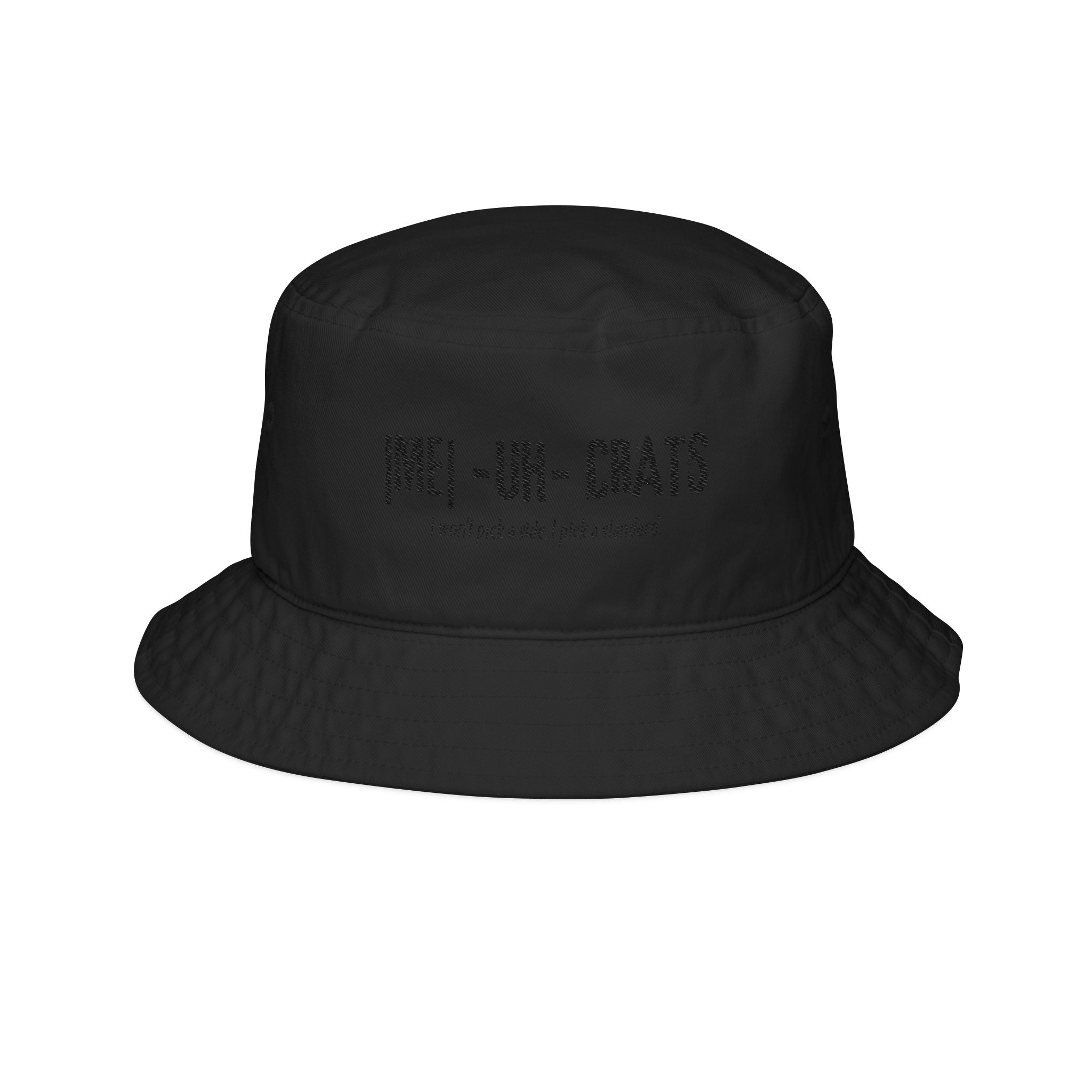 Me -uh- CRATS Bucket Hat — Embroidered Political Humor Hat ("MEI-UH-CRATS")