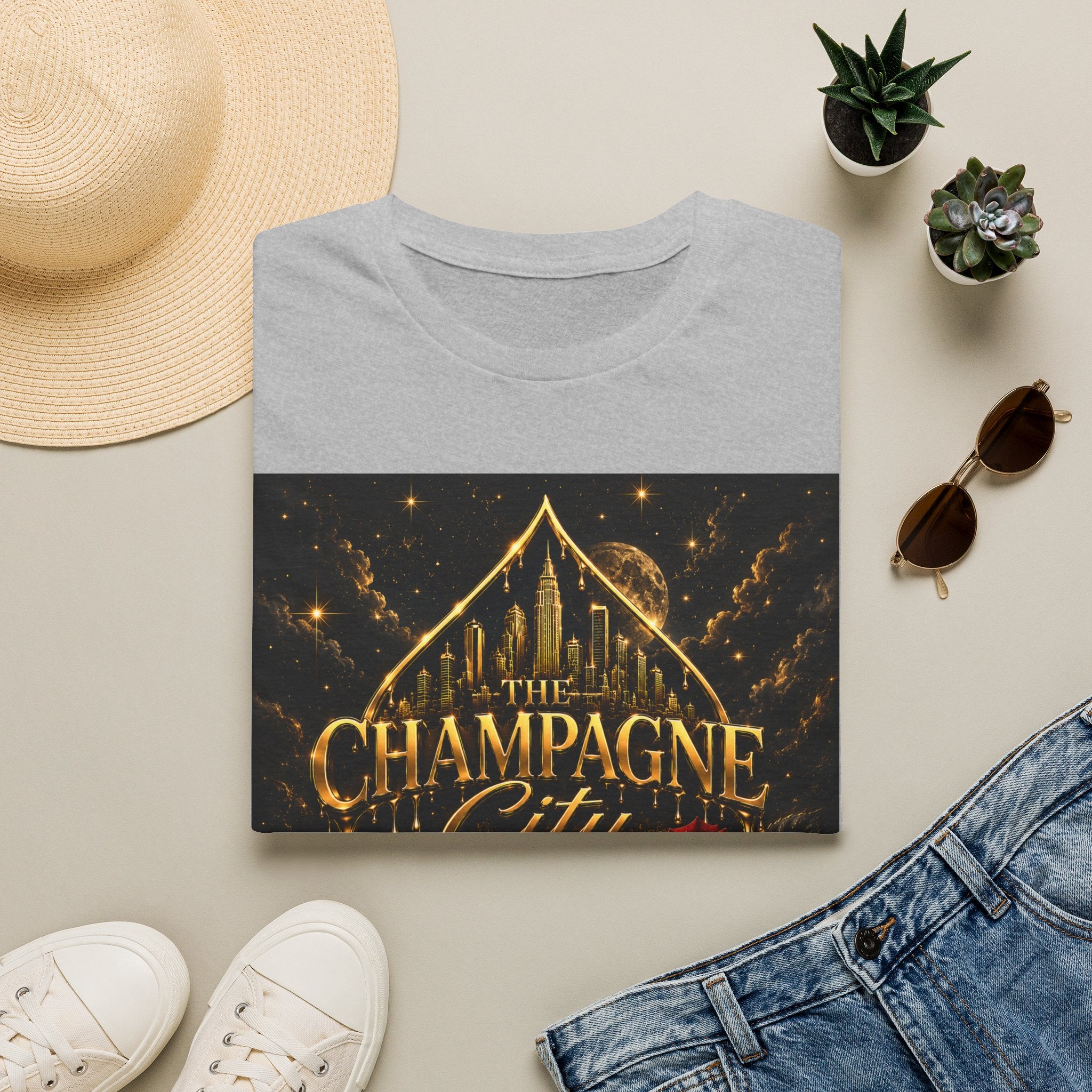 The Champagne City T-Shirt — Golden Skyline Graphic Tee