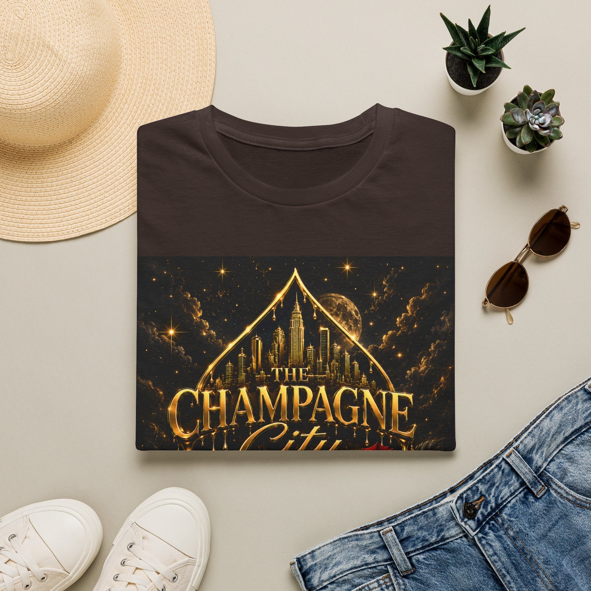 The Champagne City T-Shirt — Golden Skyline Graphic Tee