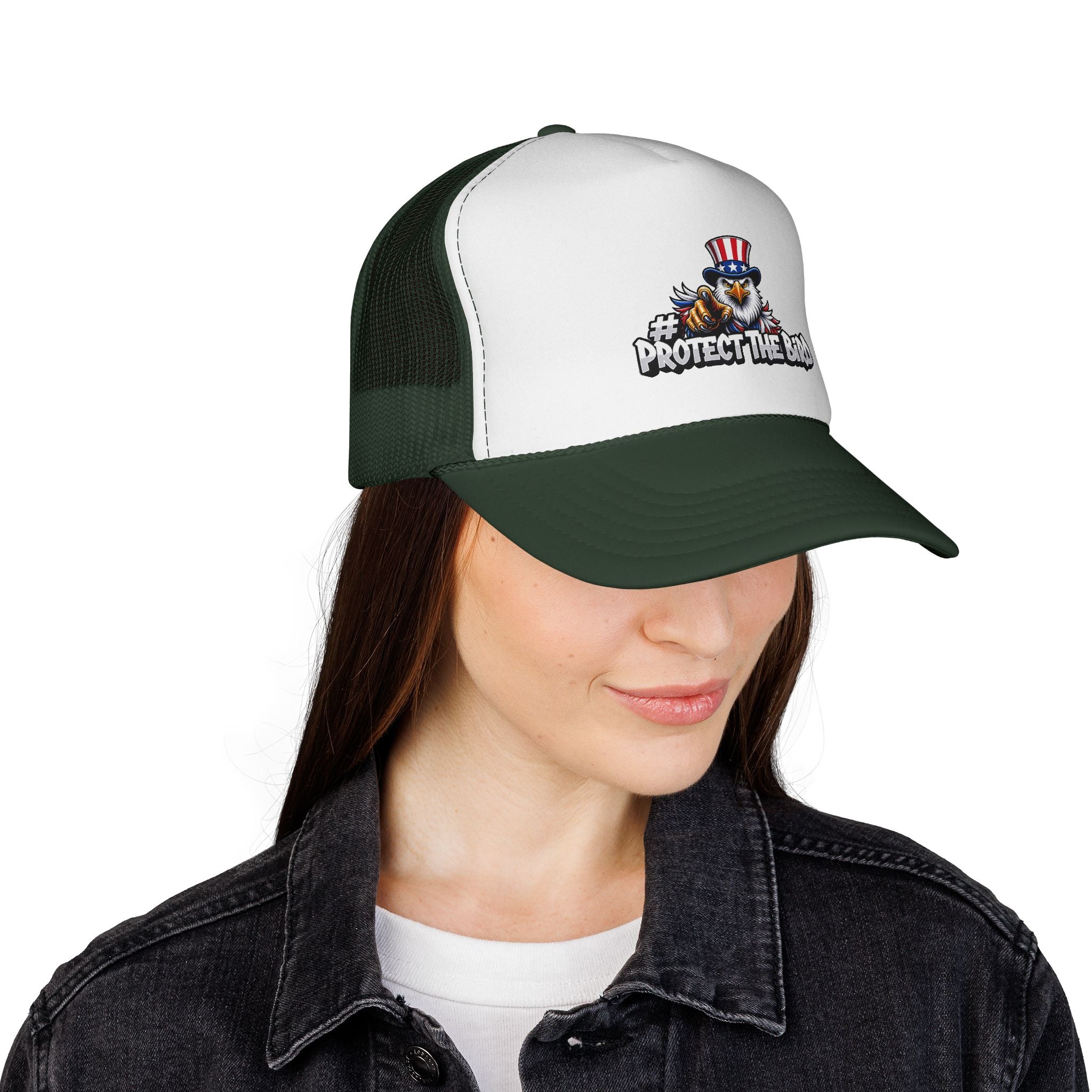 Trucker Cap — "Protect The Bird" Patriotic Eagle Mesh Hat