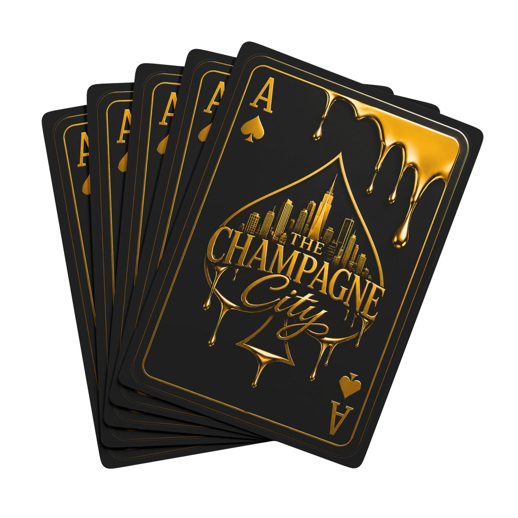 Champagne City Poker Playing Cards — Luxury Gold & Black Card Deck