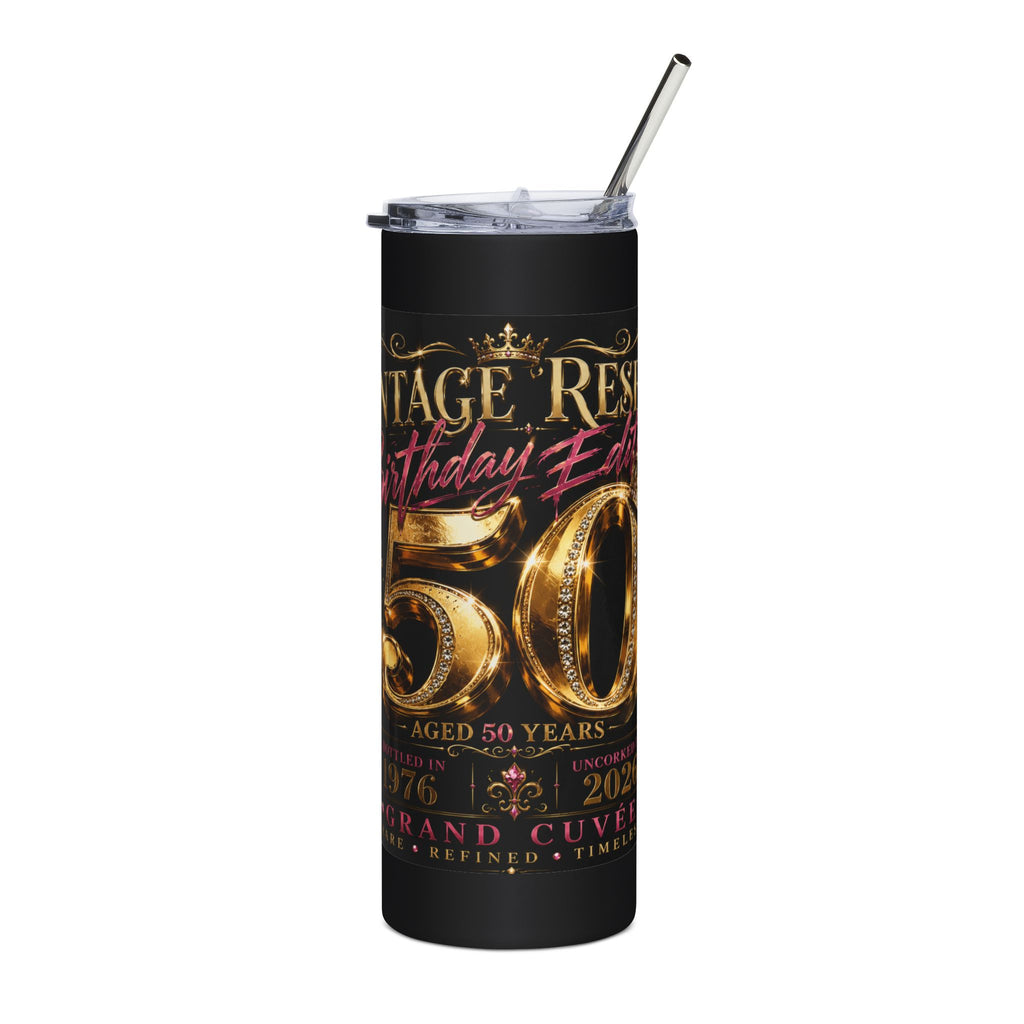 20oz Stainless Tumbler — "Vintage Birthday 50" Champagne Celebration