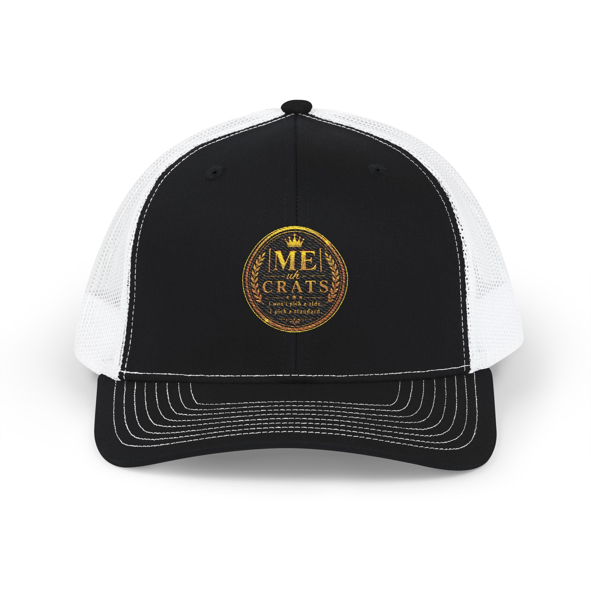 Me -uh- CRATS Signature Embroidered Retro Coin Logo Trucker Cap