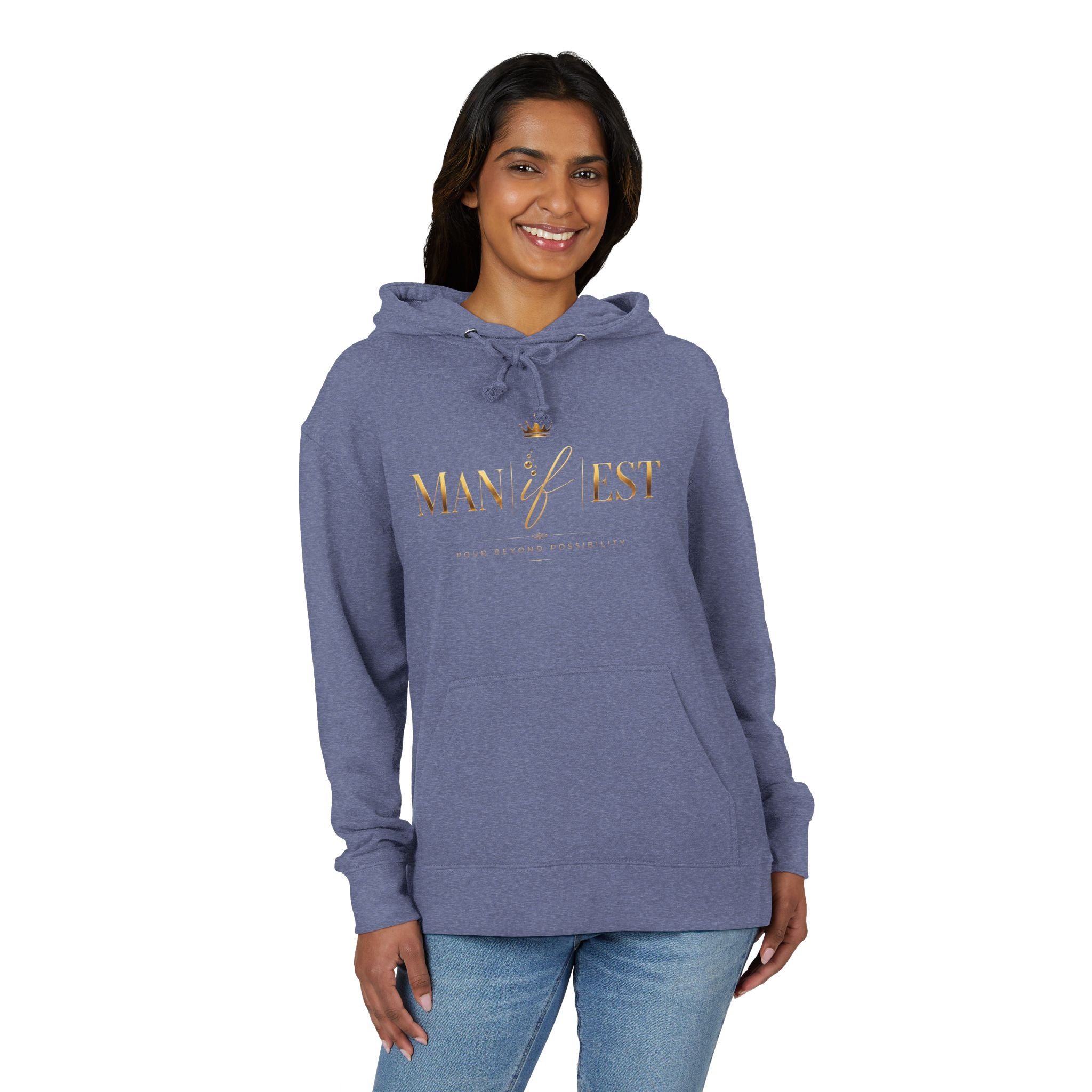 Manifest Hoodie — 'MANIFEST' Motivational Pullover with Gold Script